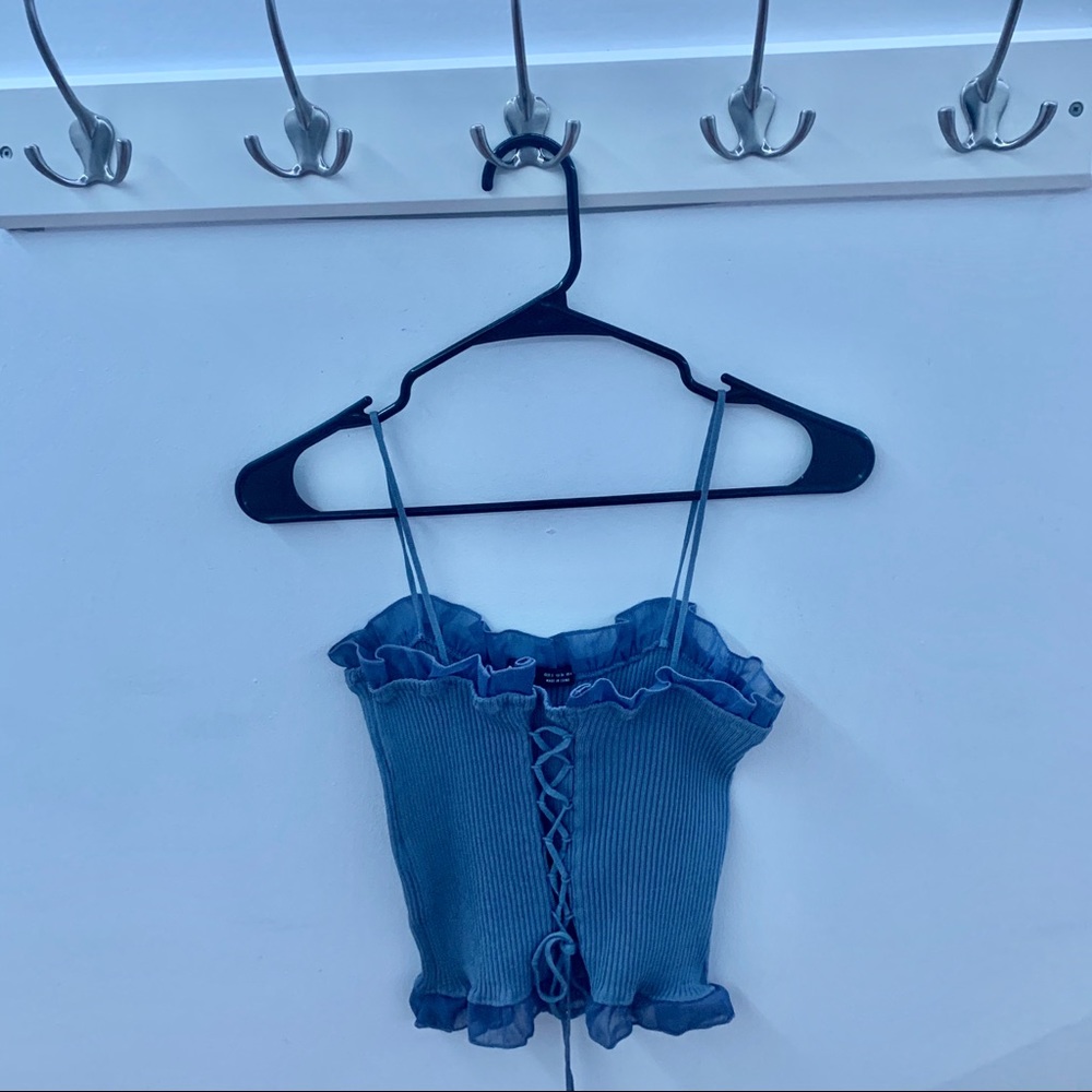 Ribbed Lace Up Tube Top